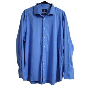 Psycho Bunny Shirt Mens XL 17.5 Blue Long‎ Sleeve Modern Fit Button Up
